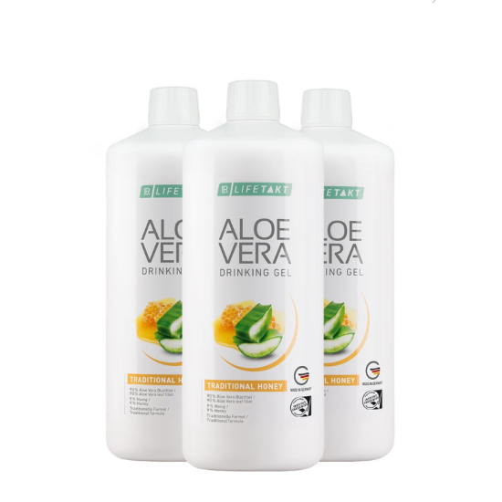 LR Lifetakt Aloe Vera Gel Bebível de Mel Set 3 Unidades